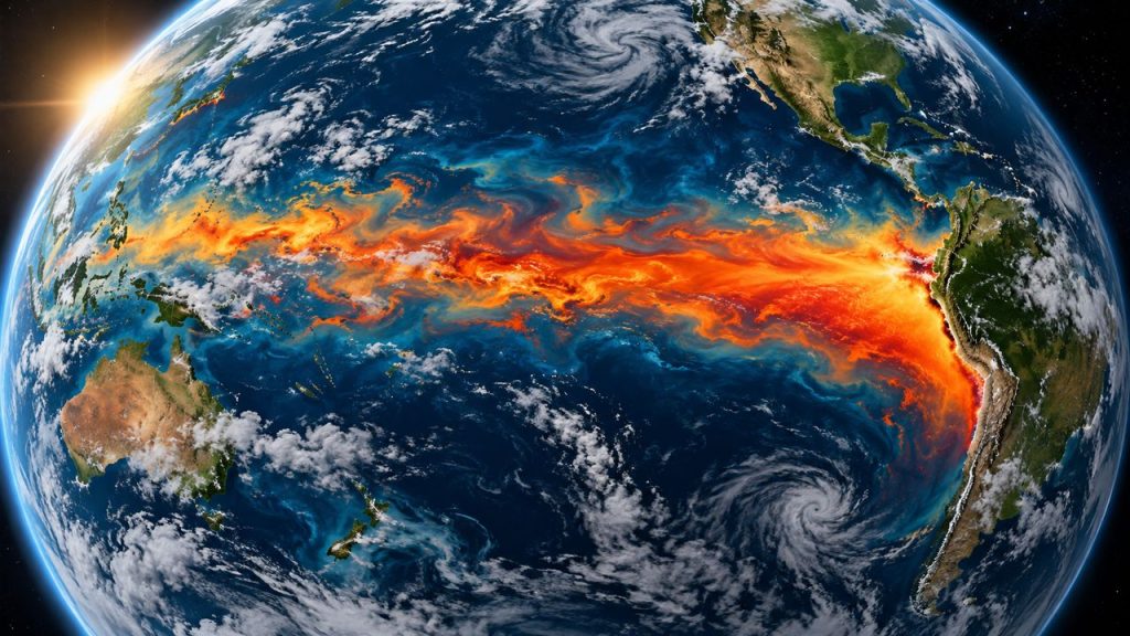 Le phénomène El Niño traversant le Pacifique en 2026